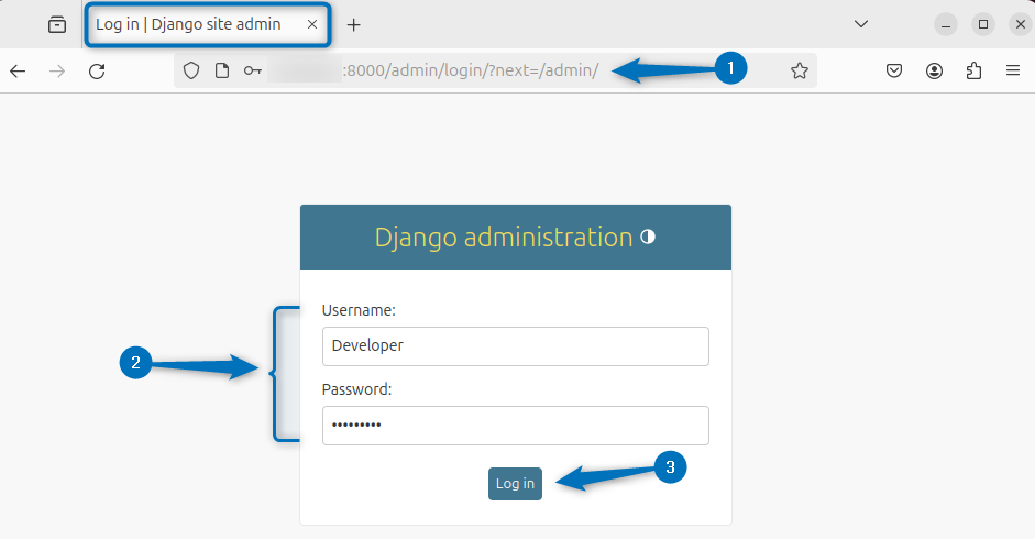 Accessing Django admin panel on Ubuntu 