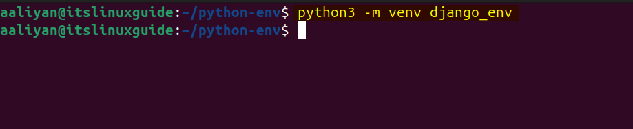Creating a virtual environment on Ubuntu for Django installation via pip 