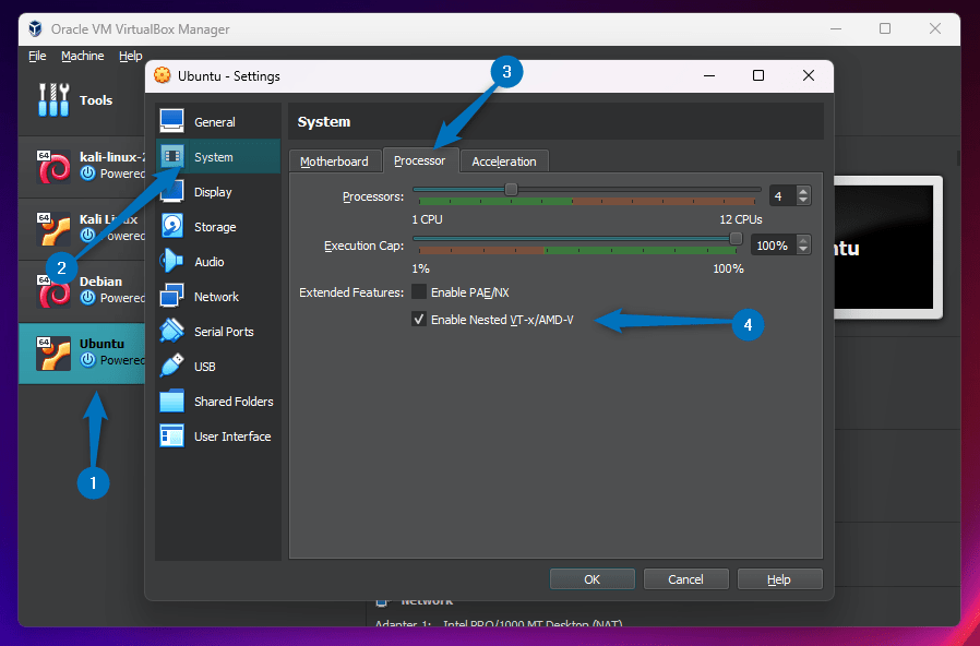 Nested virtualization is enabled on VirtualBox for Ubuntu