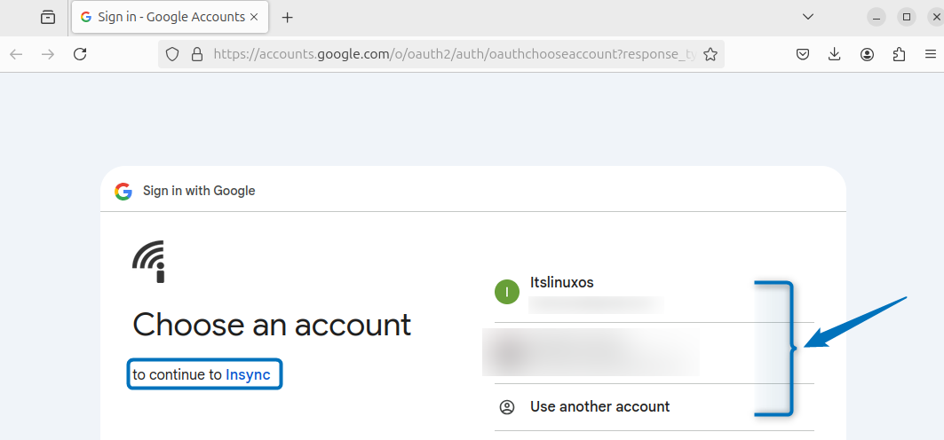 Adding google account after selecting Google Drive on insync startup on Ubuntu