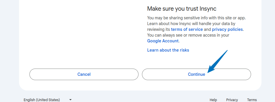 Saving the permissions for insync to Google Drive on Ubuntu