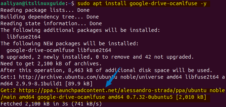 Installing Google Drive Ocamlfuse on Ubuntu using Google Drive Ocamlfuse PPA