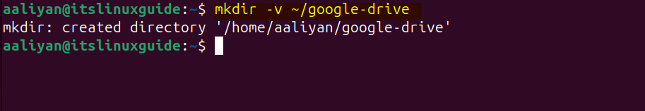 Creating Google Drive directory on Ubuntu