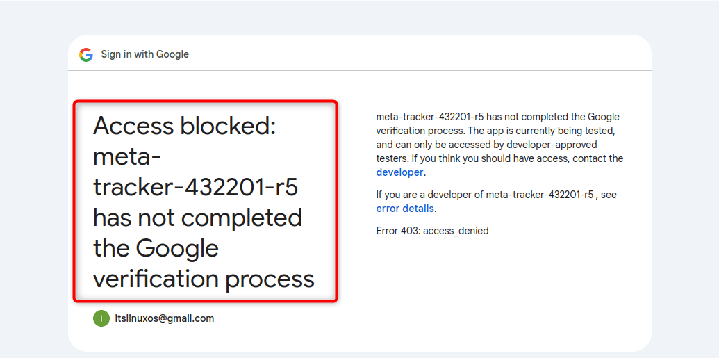 Access to Google Drive API block because app is in testing phase on Ubuntu