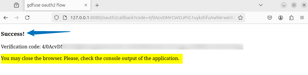 Successfully verified the client ID and client_Secret ID for Google Drive API on Ubuntu on browser