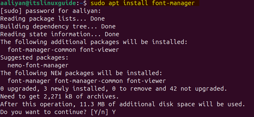 Installing Font manager on Ubuntu