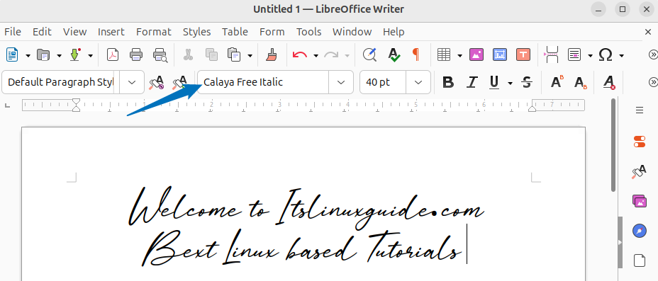 Using the installed font in LibreOffice in Ubuntu