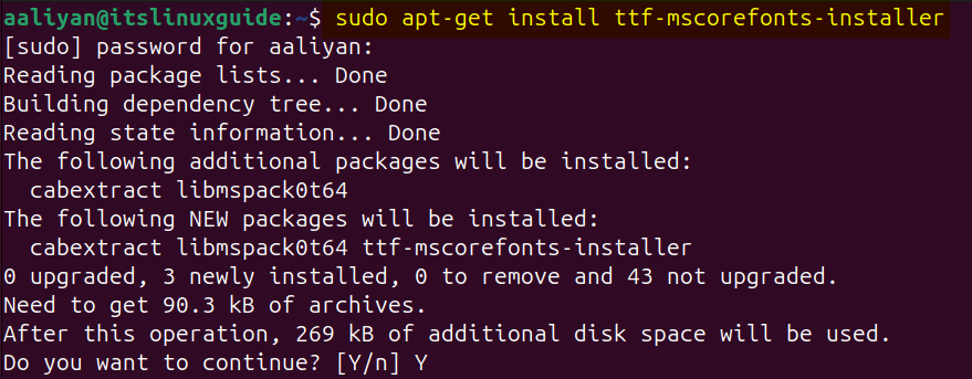 Installing Microsoft Fonts on Ubuntu via apt package manager