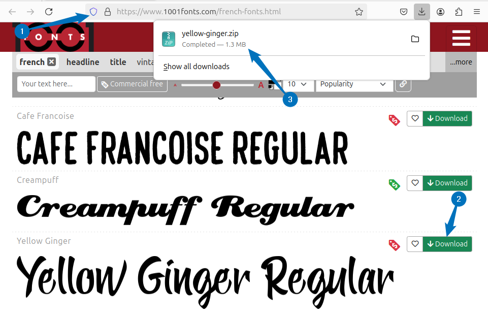 Downloading a font on Ubuntu