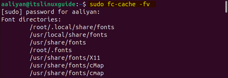 Refreshing font cache after installing fonts on Ubuntu