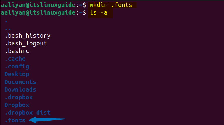 Creating fonts directory in Ubuntu