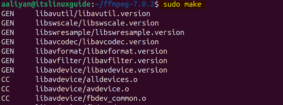 creating FFMPEG make file on Ubuntu 