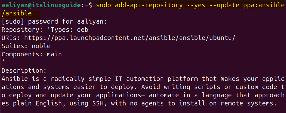 Adding Ansible PPA repository on Ubuntu