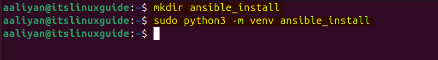 Creating Ansible directory and creating a virtual environment on Ubuntu