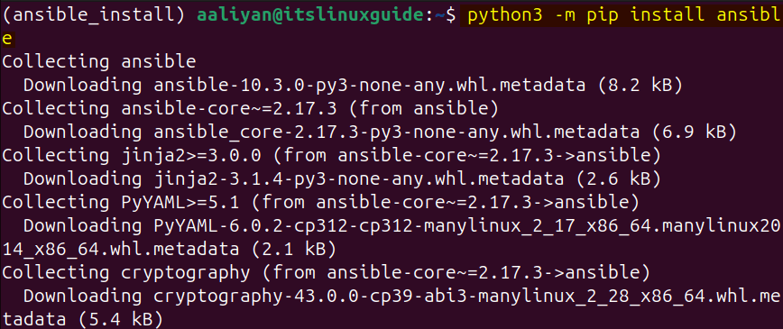 Installing Ansible on Ubuntu using pip package installer