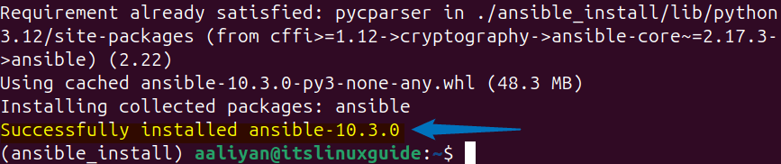 Successfully installed Ansible-10.3.0 on Ubuntu via pip