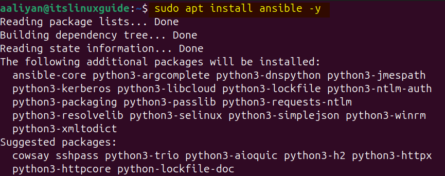 Installing Ansible on Ubuntu using apt package manager