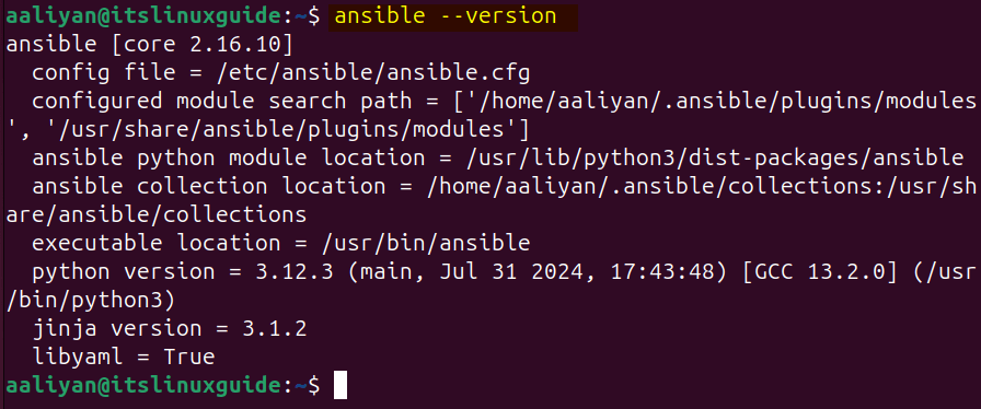 Checking Ansible version on Ubuntu to verify its installation via PPA