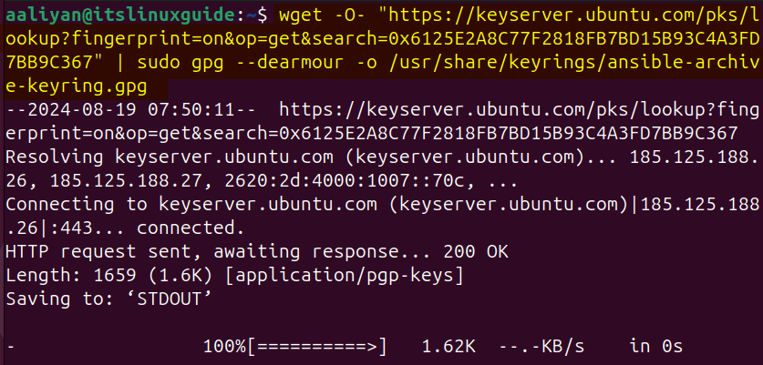 Adding GPG key for Pointing to Ansible PPA repository on Ubuntu
