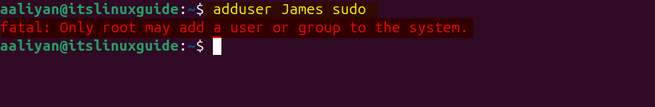 error of only root may add a user or group to the systemin Ubuntu