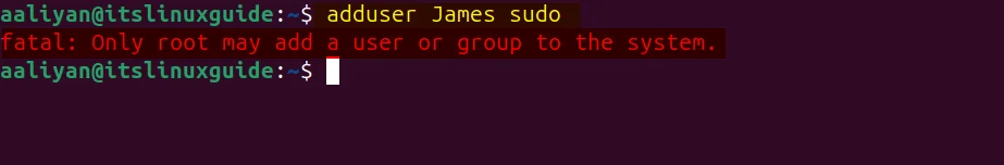 error of only root may add a user or group to the systemin Ubuntu