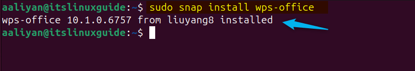 Installing WPS Office on Ubuntu via Snap package manager