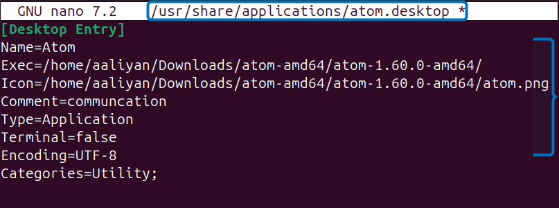 Creating atom desktop launcher by creating atom.desktop file in Ubuntu