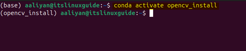 Activating anaconda virtual environment for OpenCV on Ubuntu