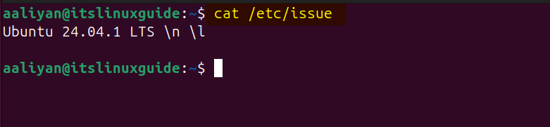 Ubuntu version check by executing cat /etc/issue command
