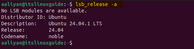 Checking Ubuntu version through lsb_release -a Command