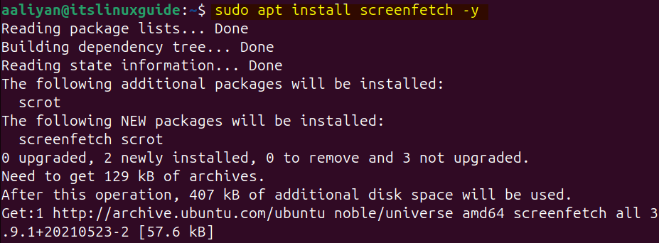 Installing Screenfetch tool for Ubuntu version check