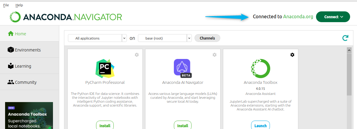 Connected anaconda.org to Anaconda Navigator on Ubuntu