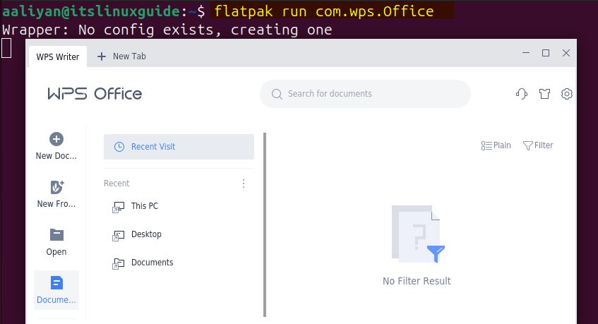 Launching WPS Office on Ubuntu installed via flatpak