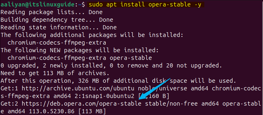 Installing Opera browser stable version on Ubuntu via Opera official repository
