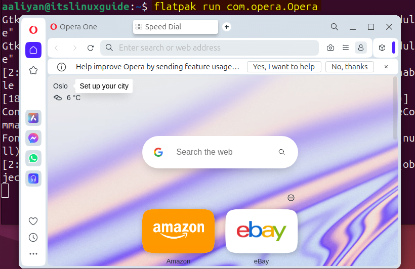 Launching Opera on Ubuntu installed via flatpak