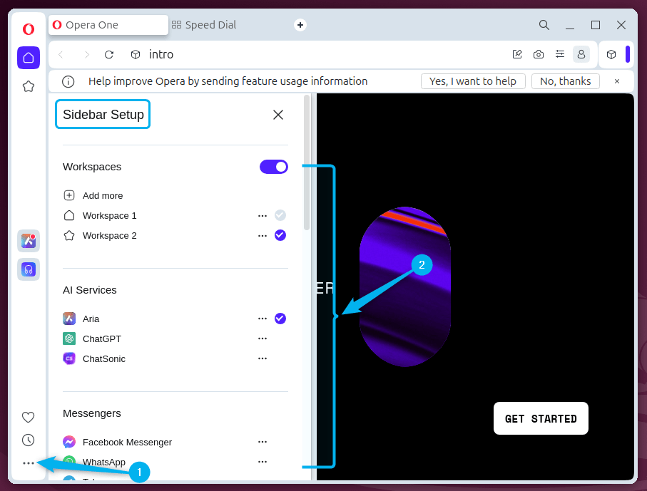 Setting up sidebar in Opera on Ubuntu