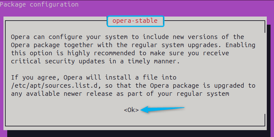 Adding the Opera repository in Ubuntu so that Opera can get updates