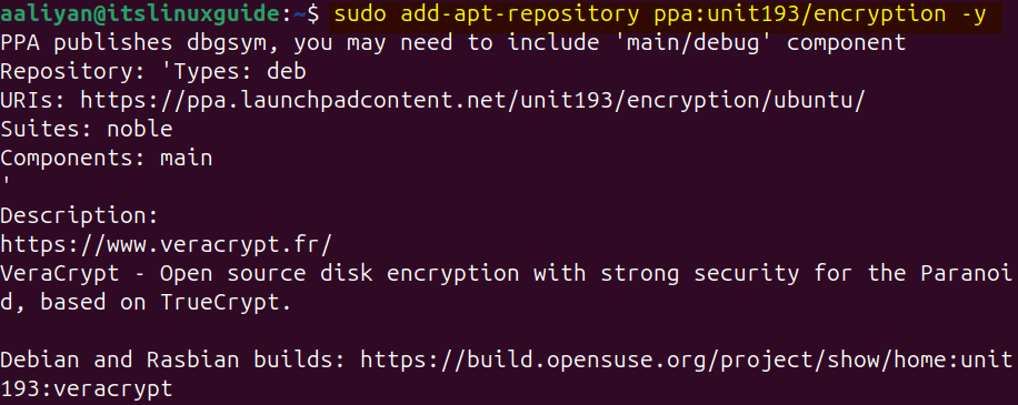 Adding VeraCrypt PPA repository on Ubuntu