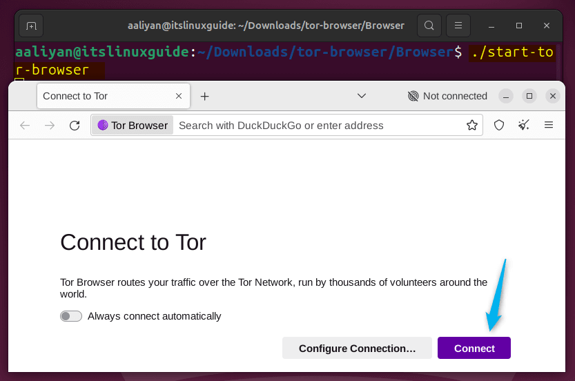 Launching tor browser on Ubuntu via its tar file