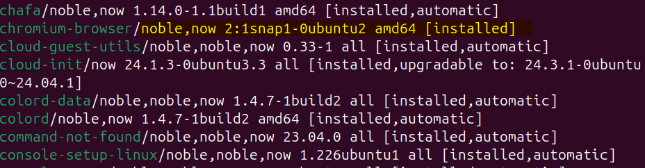 Listing apt installed apps on Ubuntu to verify Chromium installation