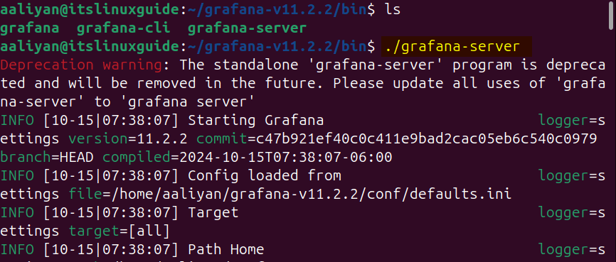 Launching Grafana server on Ubuntu using Grafana tar file,