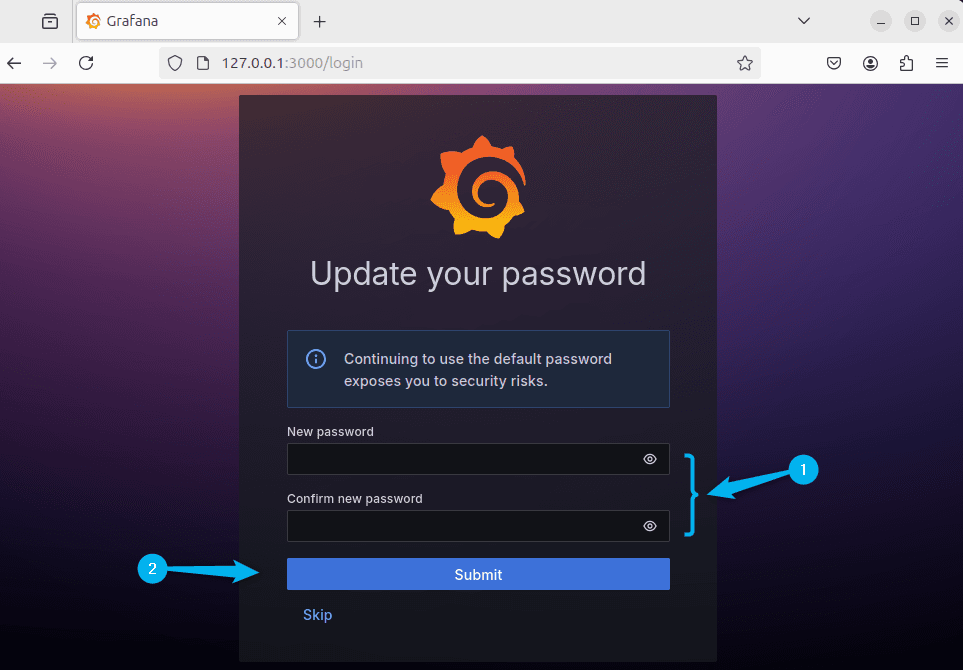 Setting password for Grafana dashboard on Ubuntu
