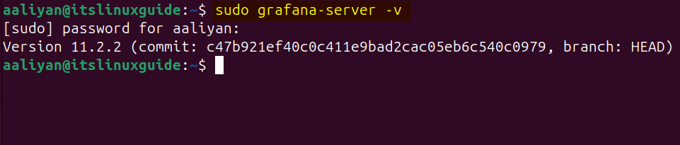 Checking Grafana version for verifying its installation on Ubuntu