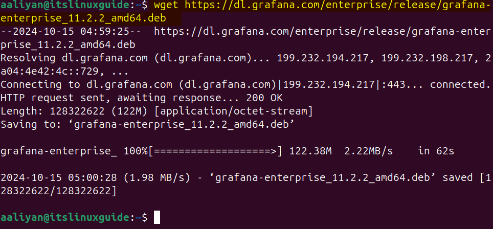 Downloading Grafana deb file on Ubuntu