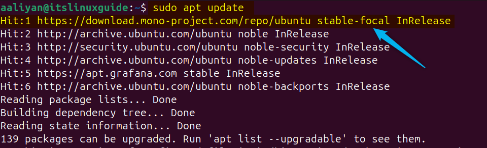 Updating the apt packages list on Ubuntu
