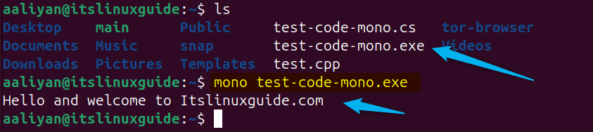 Running a simple using mono on Ubuntu
