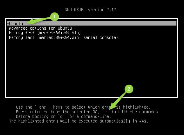 Pressing e to editing commands before booting Ubuntu (GRUB menu)