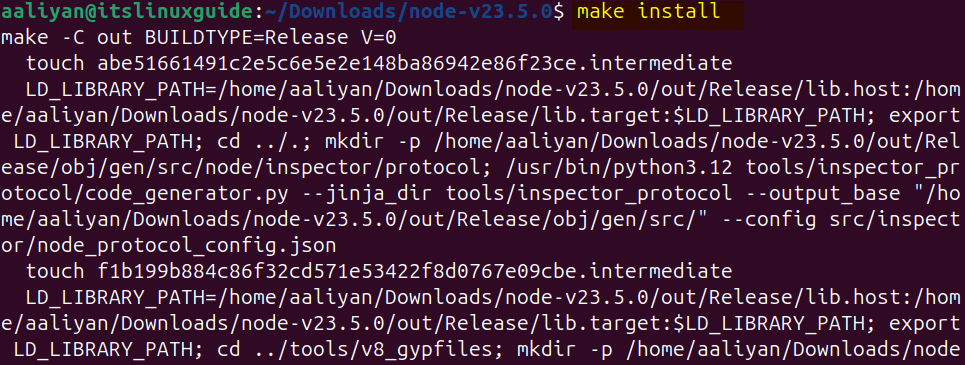 Installing tar.gz on Ubuntu via make file