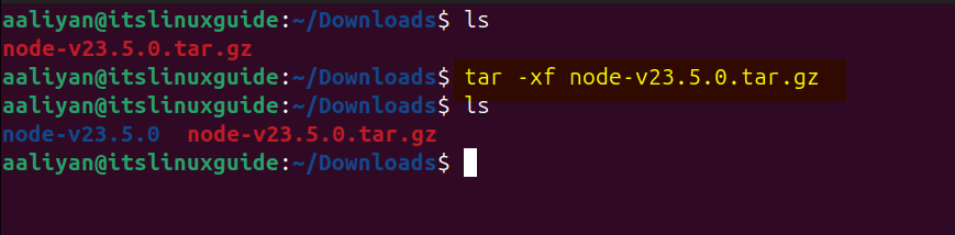 Extracting tar.gz file in Ubuntu using