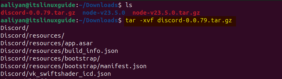 Extracting tar.gz file on Ubuntu using tar file